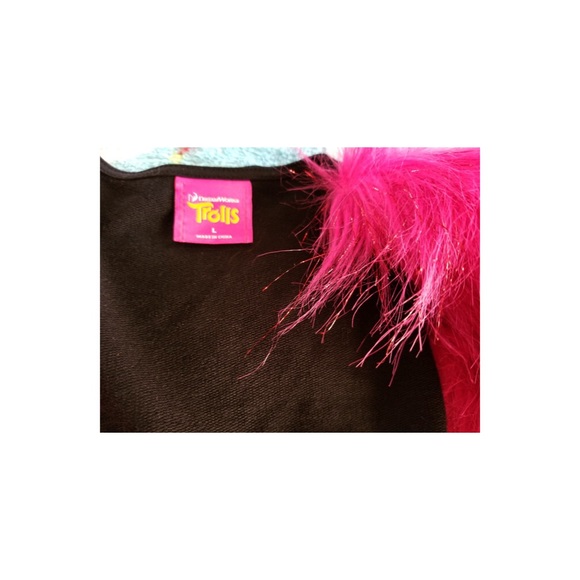 DREAMWORKS Trolls Shimmery Hot Neon Pink Monster Fur Cropped Vest Top - Picture 9 of 10